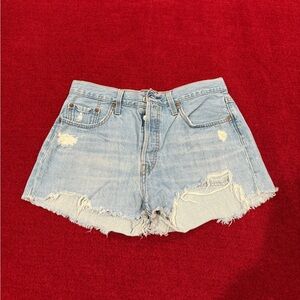 Levi's Light Blue Distressed Jean Shorts
